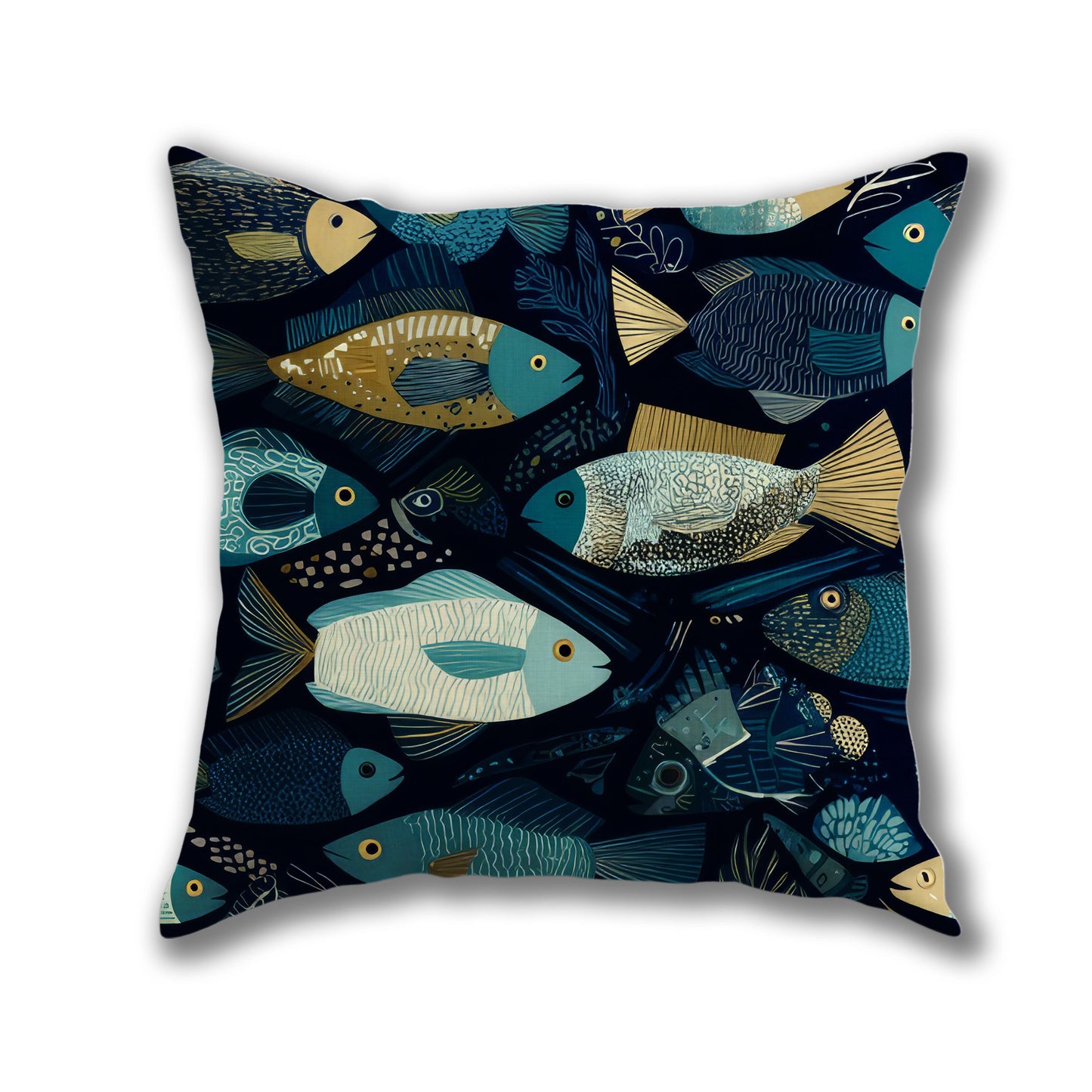 Vibrant Fish Pattern Pillow