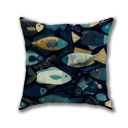 Vibrant Fish Pattern Pillow