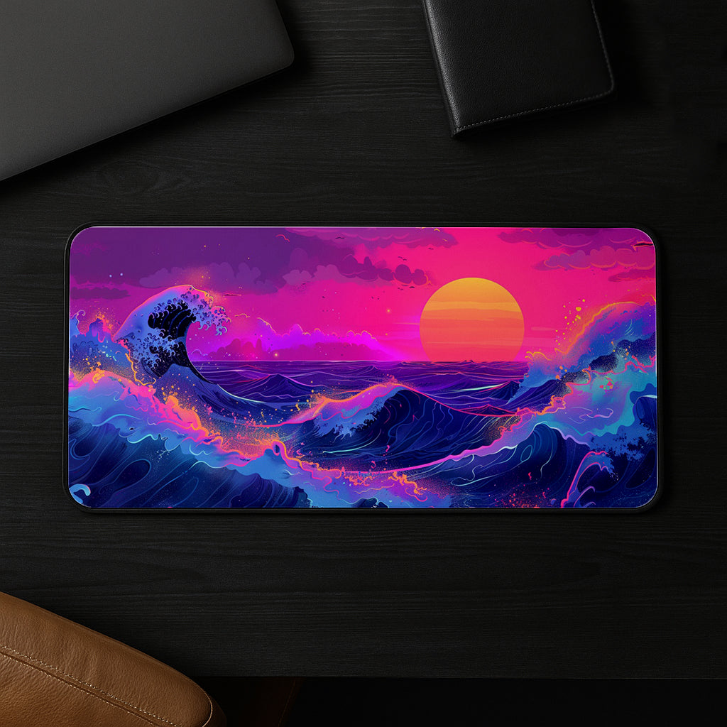 Vibrant Ocean Sunset Desk Mat