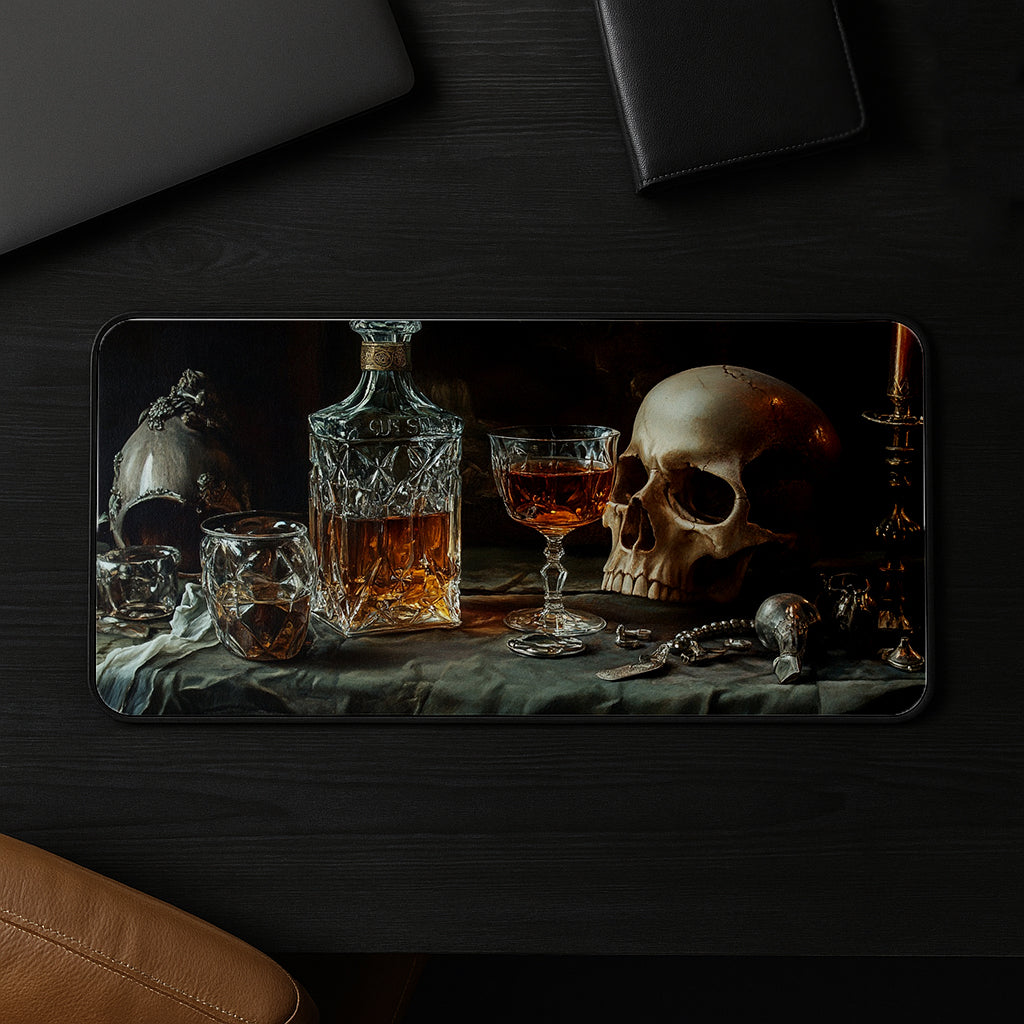 Vintage Skull Glassware Desk Mat