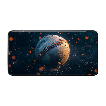 Weathered Baseball In Motion Desk Mat