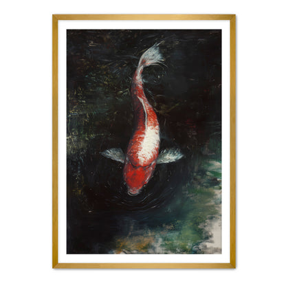 White Patch Koi  Wall Art