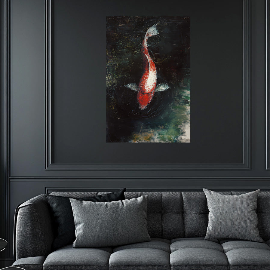 White Patch Koi  Wall Art