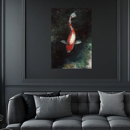 White Patch Koi  Wall Art