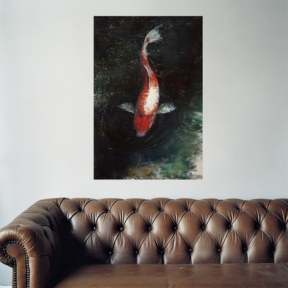 White Patch Koi  Wall Art